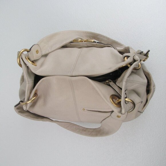 B. Makowsky Dakar Ivory Leather Shopper Tote Bag - Picture 7 of 11